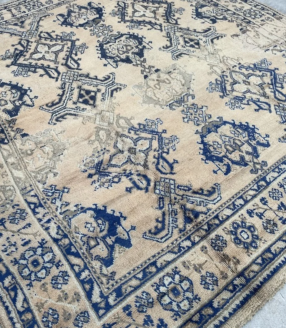 トルコヴィンテージラグ OldTurkishVintage Oushak Rug Antique Turkish Oushak Rug No. j2630 - J&D Oriental Rugs Co